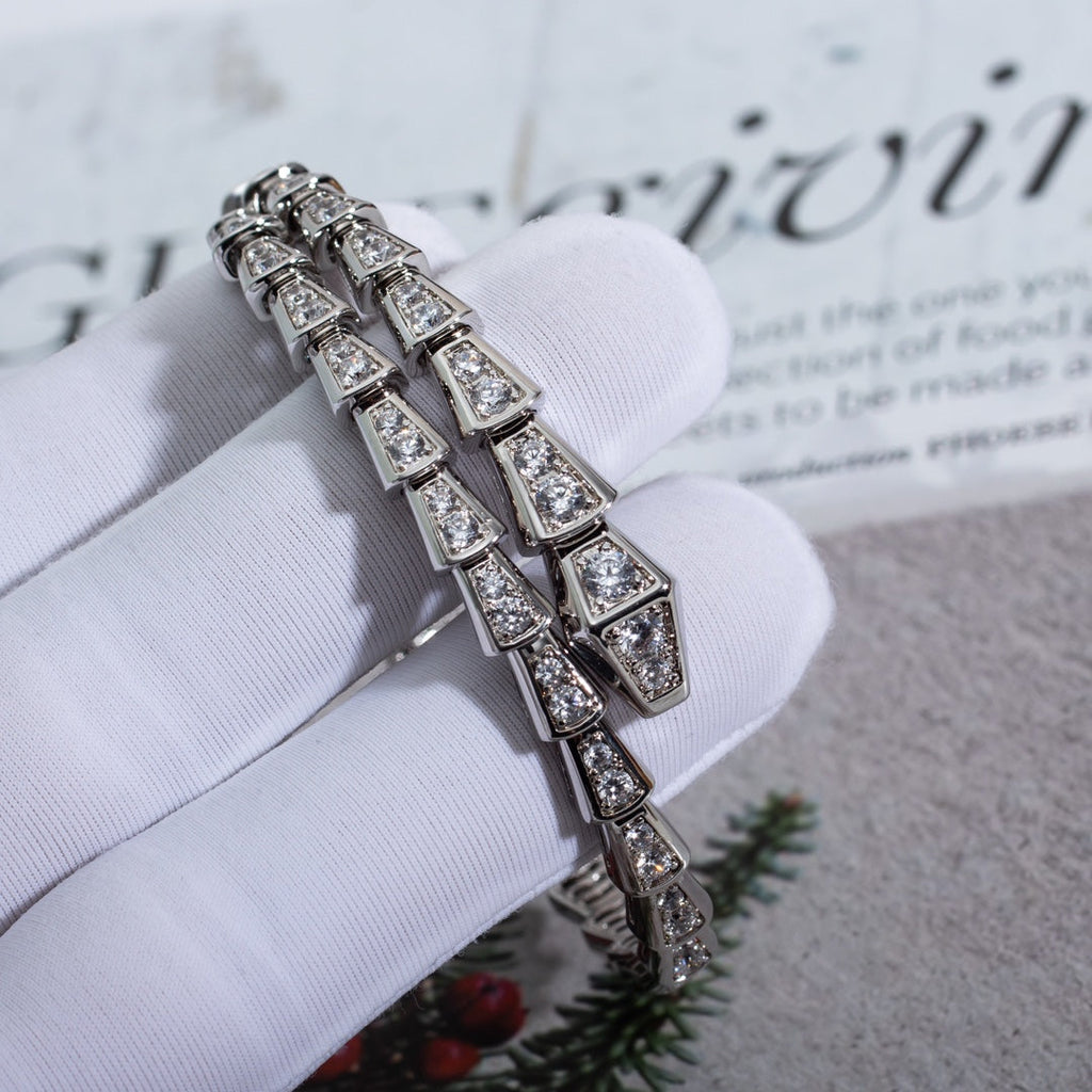 Bvlgari Serpenti Bracelet 6MM Silver Cubic Zirconia