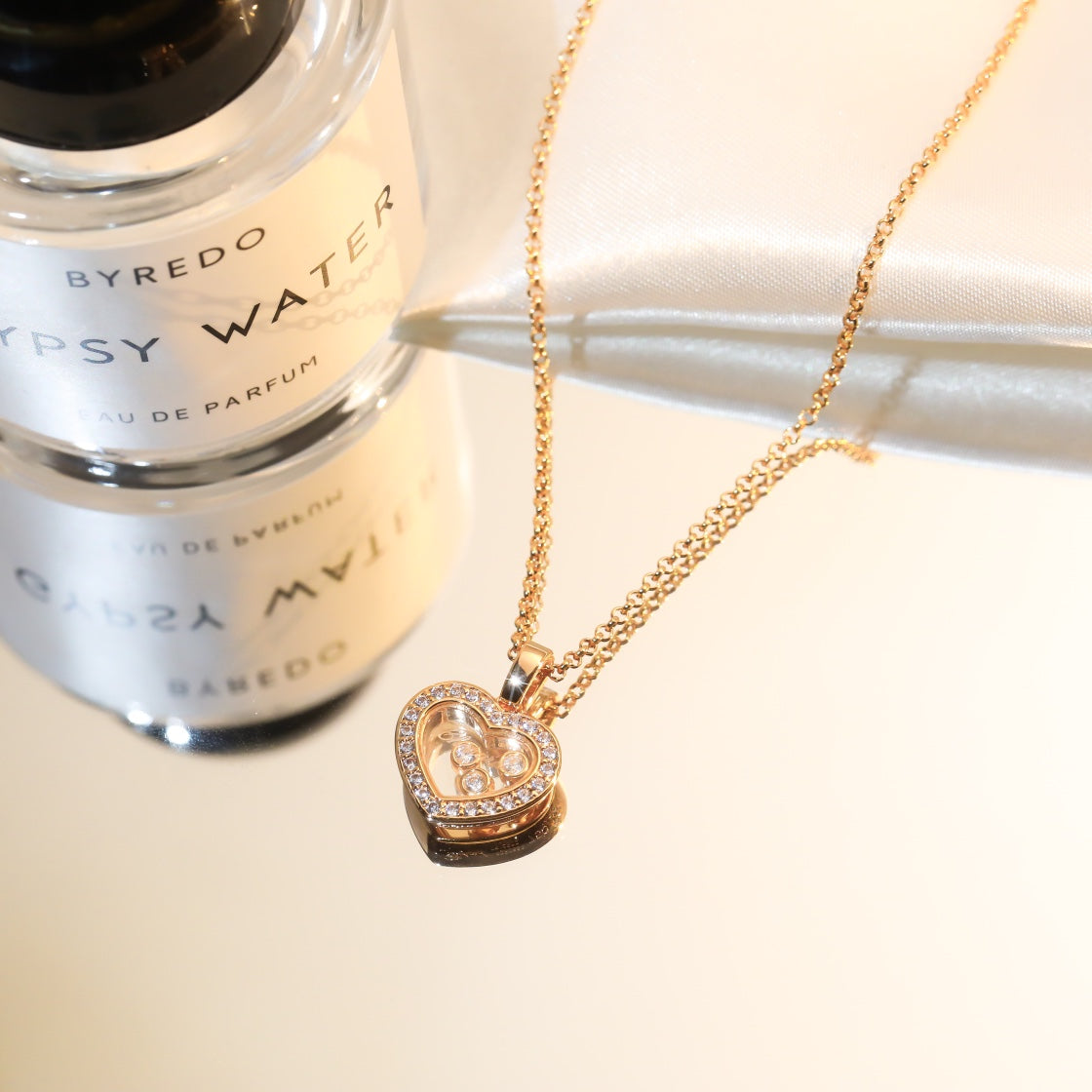 Chopard Heart Pendant Cubic Zirconia Pink Gold Necklace