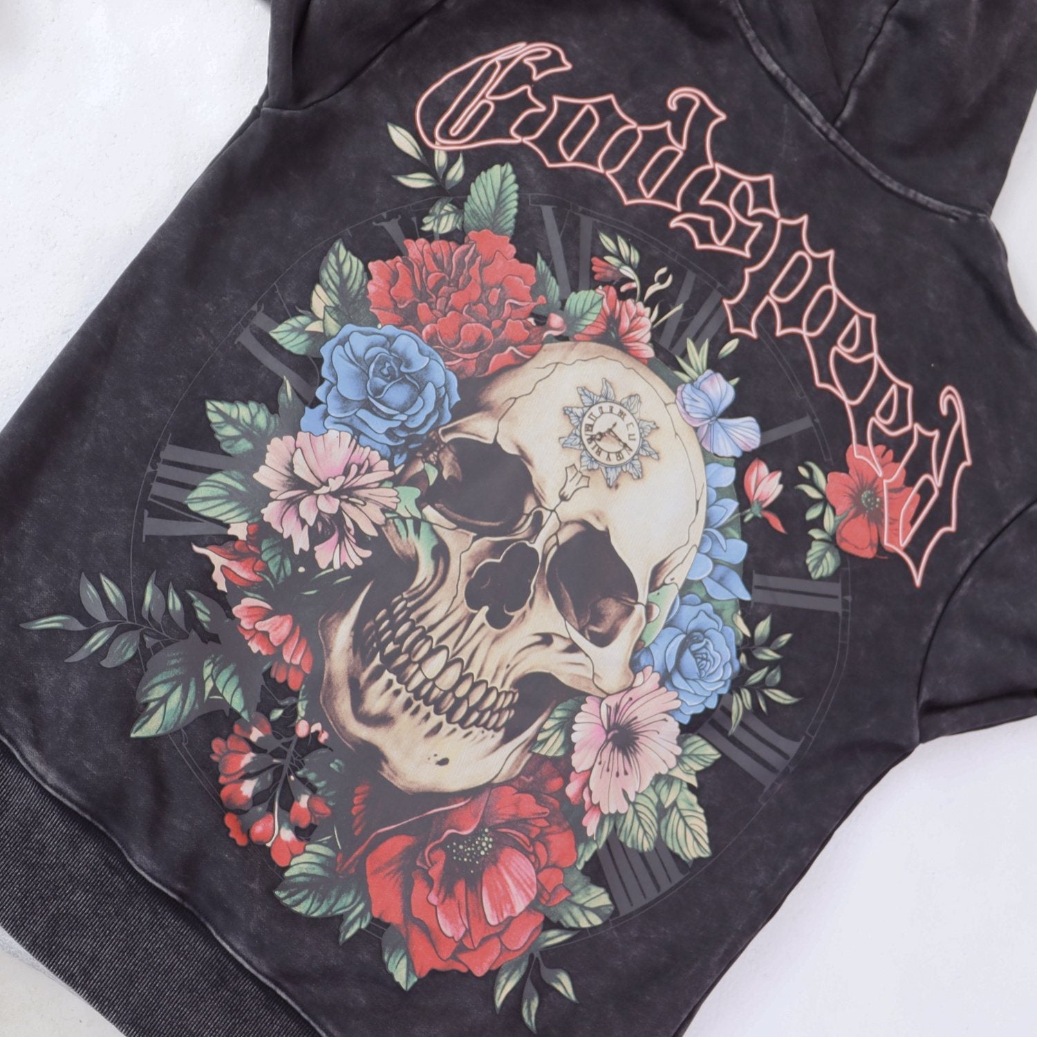 Godspeed Skull Rose Graphic Hoodie — back