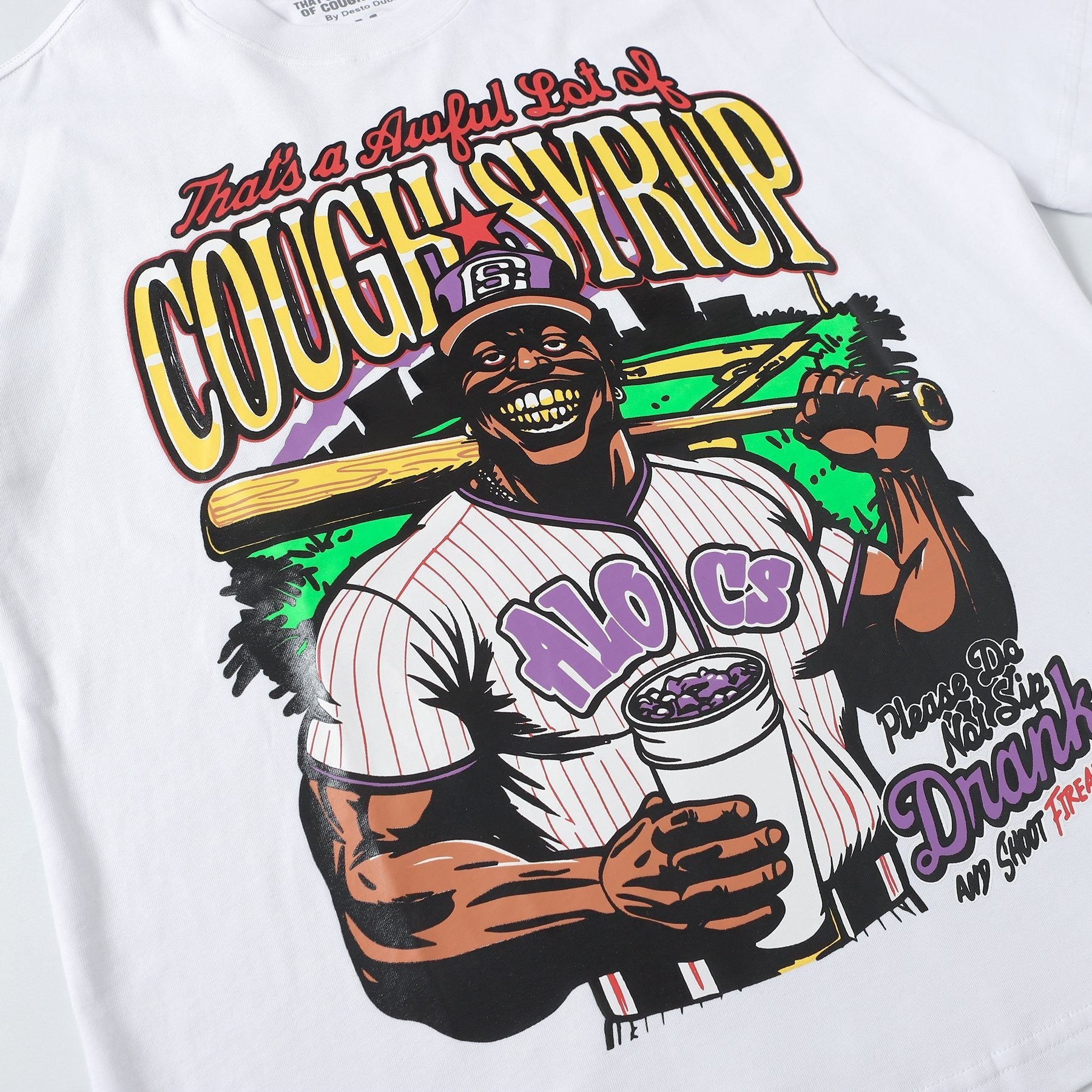 THAT'S A AWFUL LOT OF COUGH SYRUP Baseball Graphic T-Shirt — detail
