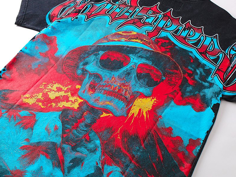 Godspeed Washed Black Skull Graphic T-Shirt — detail