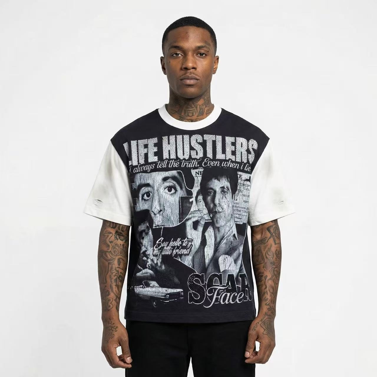 Life Hustlere Scarface-Inspired Raglan Graphic T-Shirt — hero