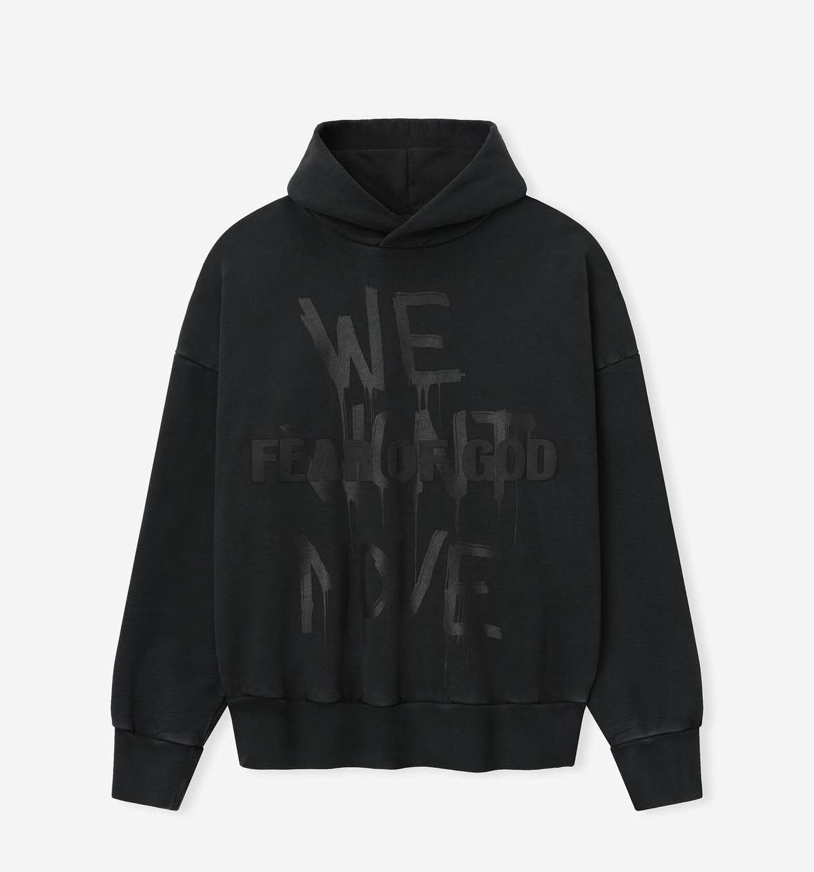 Fear of God Washed Black Side-Pocket Graphic Hoodie — front