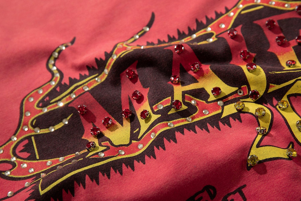 MAJESTIK Washed Red Graphic Short-Sleeve T-Shirt — detail