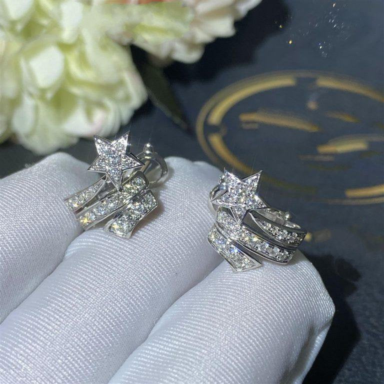 Chanel Comete Etoilee Earrings Silver Diamond
